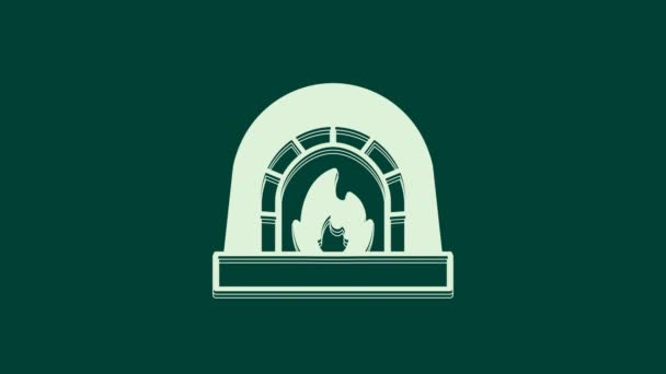 White Blacksmith Oven Icon Isolated Green Background Video Motion Graphic — Stock Video