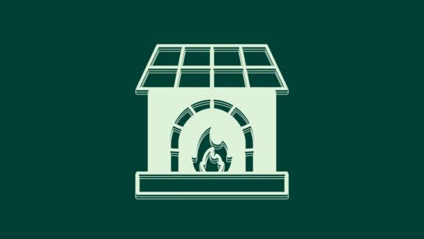 White Blacksmith Oven Icon Isolated Green Background Video Motion Graphic — Stock Video