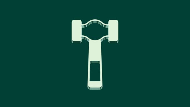 白色铁锤图标孤立在绿色背景上 修理工具 4K视频运动图形动画 — 图库视频影像