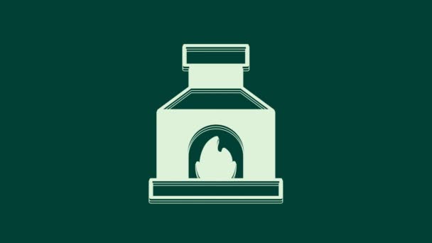 White Blacksmith Ofen Ikone Isoliert Auf Grünem Hintergrund Video Motion — Stockvideo