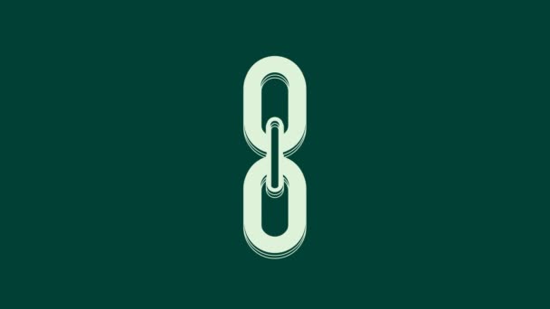 Иконка Белой Цепи Изолирована Зеленом Фоне Link Single Символ Цепи — стоковое видео