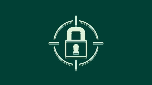 Ikona White Lock Izolovaná Zeleném Pozadí Značka Padlock Zabezpečení Bezpečnost — Stock video