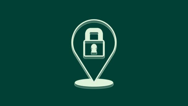 Εικονίδιο White Lock Απομονώθηκε Πράσινο Φόντο Σύμβολο Padlock Ασφάλεια Ασφάλεια — Αρχείο Βίντεο