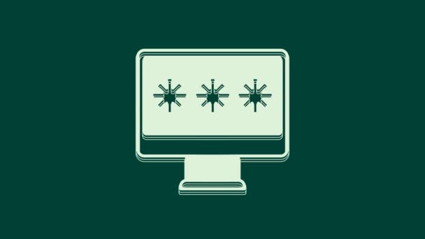 White Monitor Εικονίδιο Ειδοποίησης Κωδικό Πρόσβασης Απομονώνονται Πράσινο Φόντο Ασφάλεια — Αρχείο Βίντεο