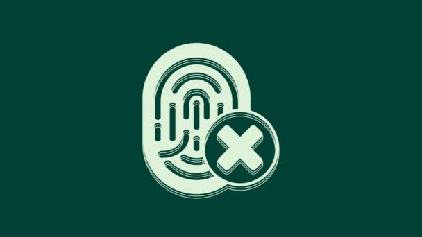 Weißes Fingerabdrucksymbol Isoliert Auf Grünem Hintergrund Zugang Für Benutzerkonzept Verweigert — Stockvideo