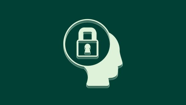 緑色の背景に隔離されたホワイトロックアイコン 南京錠のサイン セキュリティ 安全性 プライバシーの概念 4Kビデオモーショングラフィックアニメーション — ストック動画