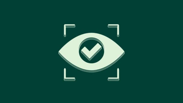 Значок Сканирования Белого Глаза Выделен Зеленом Фоне Сканирующий Глаз Символ — стоковое видео