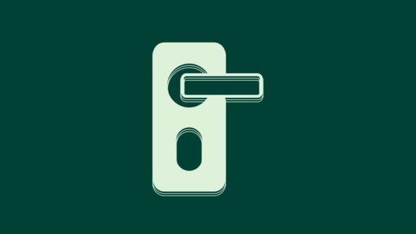 Біла Піктограма Блокування Дверей Відбитків Пальців Ізольована Зеленому Фоні Ідентифікатор — стокове відео
