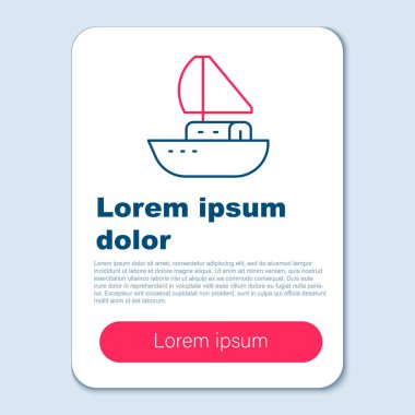 Line Yacht yelkenlisi ya da yelkenli ikonu gri arka planda izole edilmiş. Yelkenli deniz seyahati. Renkli taslak konsepti. Vektör