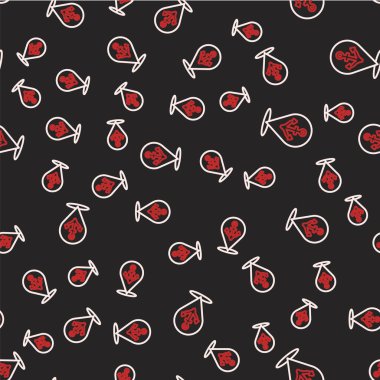 Çapa simgesine sahip çizgi haritası işaretleyicisi siyah arkaplanda izole edilmiş kusursuz desen. Vektör