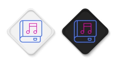 Satır Ses kitabı simgesi beyaz arkaplanda izole edildi. Kitaplı müzikal nota. Ses rehberi işareti. Çevrimiçi öğrenme kavramı. Renkli taslak konsepti. Vektör