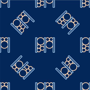 Çizgiye tırmanma ekipmanları ikonu mavi arka planda izole edilmiş pürüzsüz desen. Çocuk parkı tırmanışı. Vektör