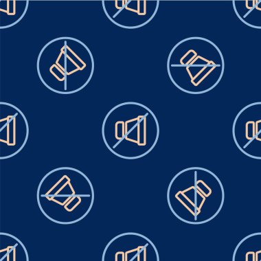 Hat Dilsiz mikrofon simgesi mavi arkaplanda izole edilmiş. Mikrofon sesi kapatıldı. Vektör