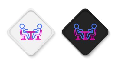 Çizgi Buluşma simgesi beyaz arkaplanda izole edildi. İş ekibi toplantısı, tartışma konsepti, analiz, içerik stratejisi. Sunum konferansı. Renkli taslak konsepti. Vektör