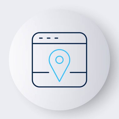 Şehir haritası gezinme simgesinin çizgi bilgileri beyaz arkaplanda izole edildi. Mobil Uygulama Arayüzü tasarımı. Coğrafi konsept. Renkli taslak konsepti. Vektör