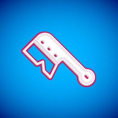 Mavi arka planda beyaz arıcılık fırçası simgesi izole edildi. Arı yetiştiricisinin aleti. Vektör