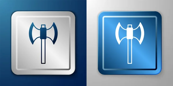 White Medieval Poleaxe Icon Isolated Blue Grey Background Silver Blue — Vettoriale Stock