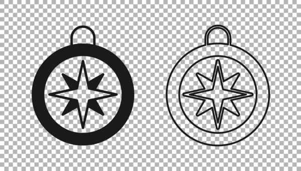 Ikona Black Compass Izolovaná Průhledném Pozadí Windrose Navigační Symbol Znamení — Stockový vektor