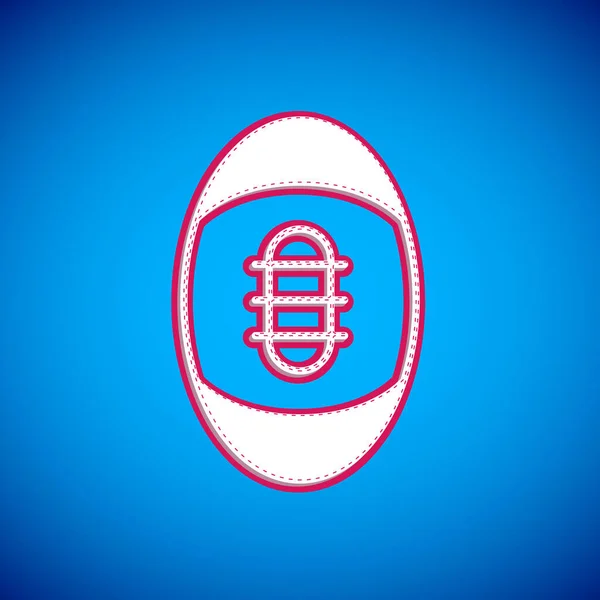 白色的美式足球图标被蓝色背景隔离 橄榄球的图标 团队运动游戏的象征 — 图库矢量图片