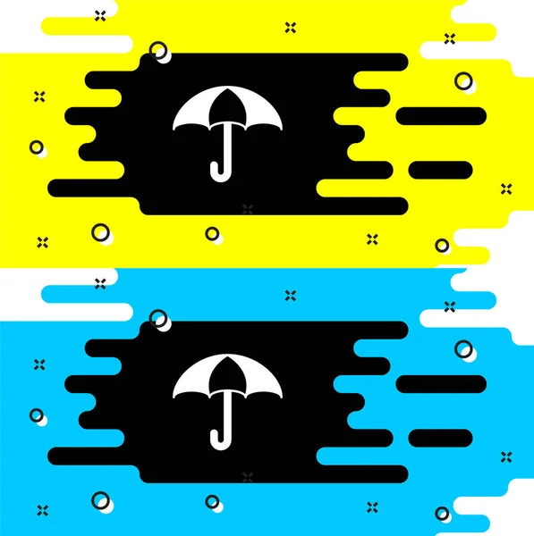 Bílý Deštník Ikona Izolované Černém Pozadí Pojištění Vodotěsná Ikona Ochrana — Stockový vektor