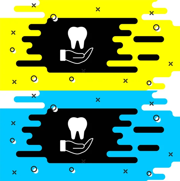 White Tooth Symbol Isoliert Auf Schwarzem Hintergrund Zahnsymbol Für Zahnklinik — Stockvektor