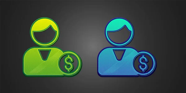 Green Blue Buyer Icon Isolated Black Background Vector — Stock vektor