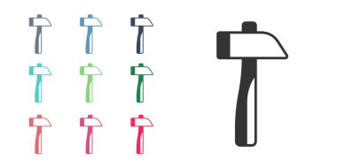 Siyah Tokmak simgesi beyaz arkaplanda izole edildi. Tamir için bir araç. Simgeleri renklendirin. Vektör