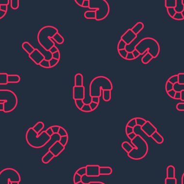 Kırmızı çizgi solucanı simgesi siyah arkaplanda izole edilmiş. Balık oltası. Vektör