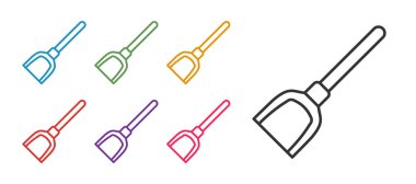 Faraş simgesini beyaz arkaplanda izole et. Temizlik işleri. Simgeleri renklendirin. Vektör