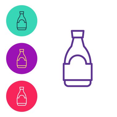 Soya sosu şişesi simgesini beyaz arkaplanda izole et. Simgeleri renklendirin. Vektör