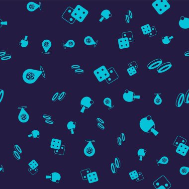 Oyun zarlarını, Checker oyun çiplerini ve raketi kusursuz şablona ayarla. Vektör