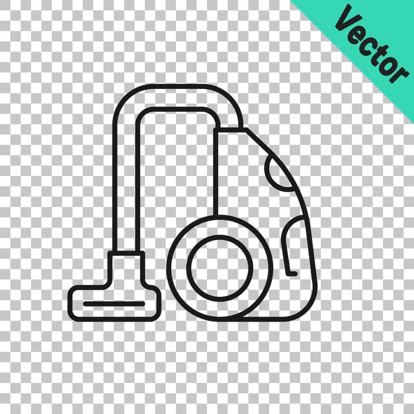 Black Line Vacuum Cleaner Icon Isolated Transparent Background Vector — Stock Vector