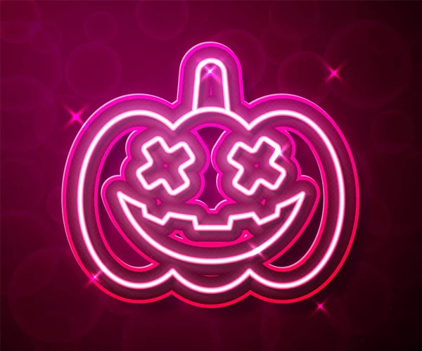Glowing Neon Line Pumpkin Icon Isolated Red Background Happy Halloween — стоковый вектор