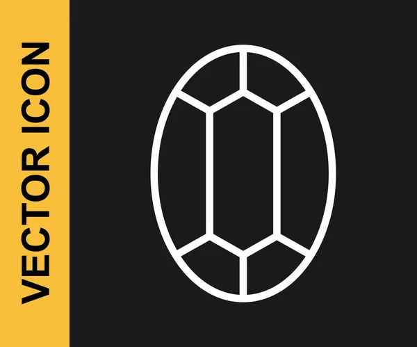 Icono Piedra Gema Línea Blanca Aislado Sobre Fondo Negro Símbolo — Vector de stock