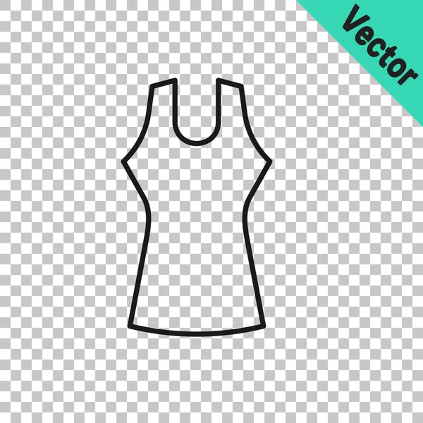 Black Line Woman Dress Icon Isolated Transparent Background Clothes Sign — Stock Vector