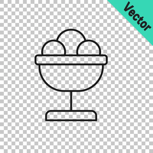 Черная Линия Мороженое Чаше Значок Изолирован Прозрачном Фоне Милый Символ — стоковый вектор