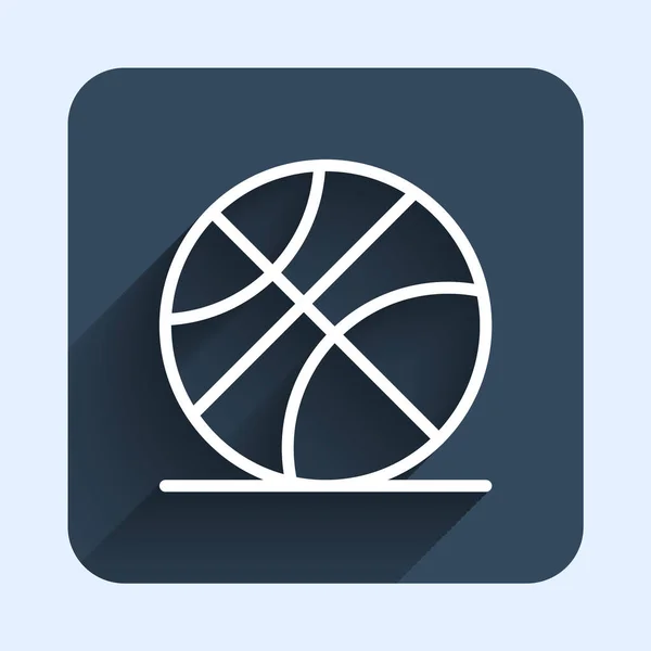 Біла Лінія Баскетбольний Значок Ізольований Довгим Тлом Тіні Спортивний Символ — стоковий вектор