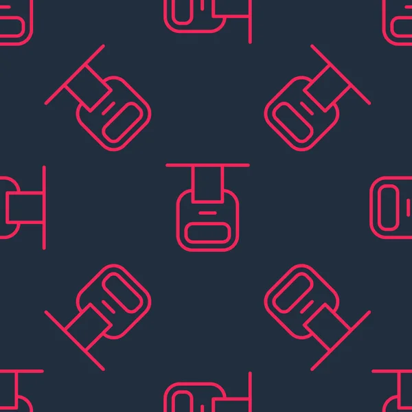 Red Line Cable Car Icon Isolated Seamless Pattern Black Background — Vector de stock