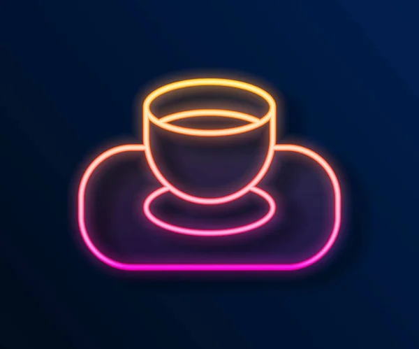 Glowing Neon Line Soy Sauce Bowl Icon Isolated Black Background — Archivo Imágenes Vectoriales