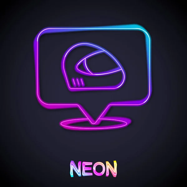 Gloeiende Neon Lijn Racing Helm Pictogram Geïsoleerd Zwarte Achtergrond Extreme — Stockvector