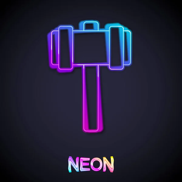 Zářící Neonová Čára Sledgehammer Ikona Izolované Černém Pozadí Vektor — Stockový vektor