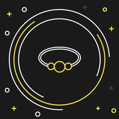 Çizgi bilekliği mücevher simgesi siyah arkaplanda izole edildi. Bilezik işareti. Renkli taslak konsepti. Vektör