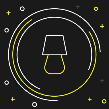 Çizgi Masa Lambası simgesi siyah arkaplanda izole edildi. Renkli taslak konsepti. Vektör