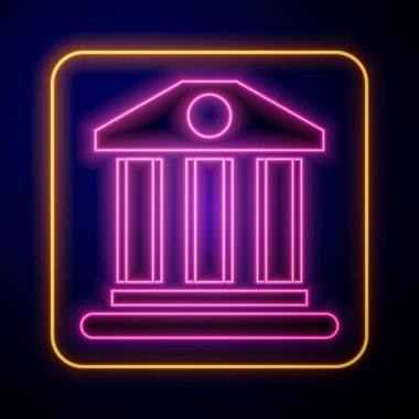 Parlayan neon bankasının simgesi siyah arkaplanda izole edildi. Vektör