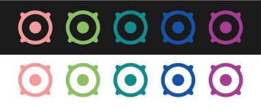 Stereo hoparlör simgesini siyah beyaz arkaplanda izole et. Ses sistemi hoparlörleri. Müzik ikonu. Müzikal sütun hoparlörü. Vektör