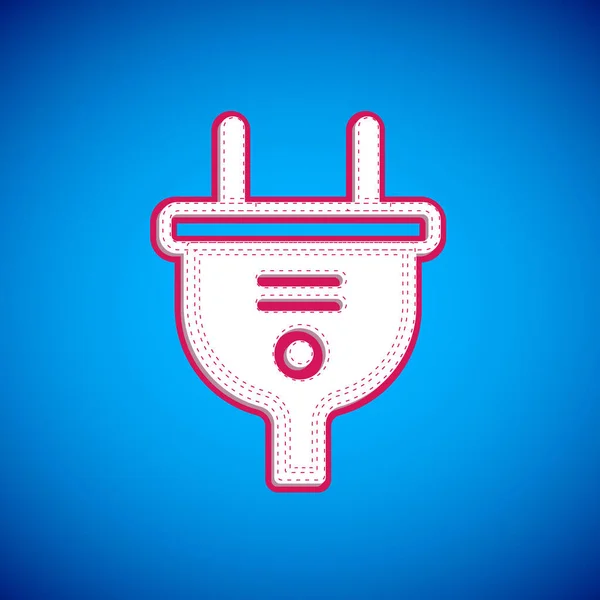 White Electric Plug Icon Isolated Blue Background Concept Connection Disconnection — Archivo Imágenes Vectoriales