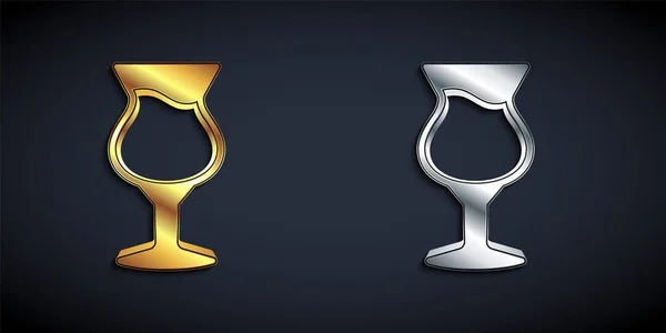 Gold Silver Glass Beer Icon Isolated Black Background Long Shadow — Stock Vector