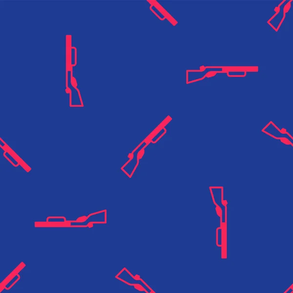 Red Hunting Gun Icoon Geïsoleerd Naadloos Patroon Blauwe Achtergrond Jachtgeweer — Stockvector
