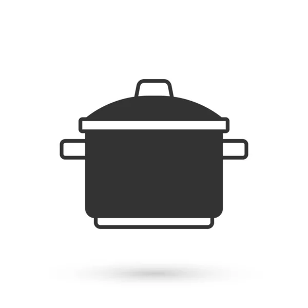 Γκρίζο Μαγειρική Κατσαρόλα Εικονίδιο Απομονώνονται Λευκό Φόντο Βράζω Στιφάδο Σύμβολο — Διανυσματικό Αρχείο