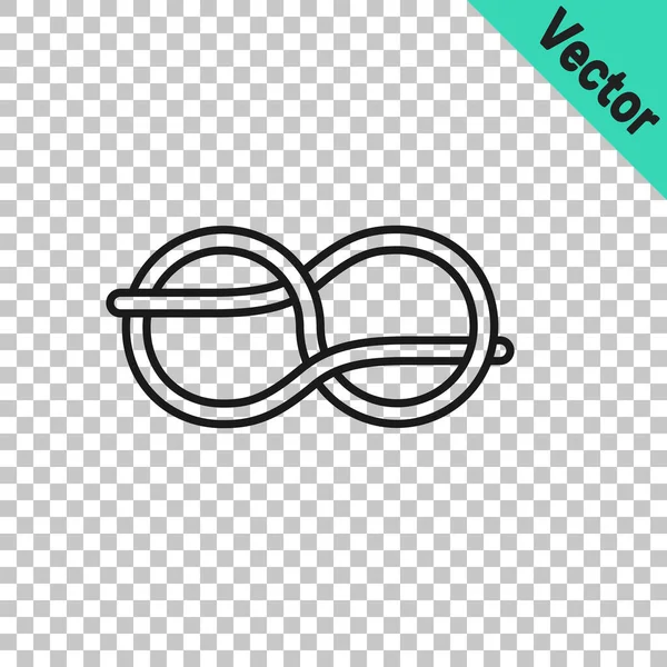 Schwarze Linie Seeseil Knoten Symbol Isoliert Auf Transparentem Hintergrund Seil — Stockvektor